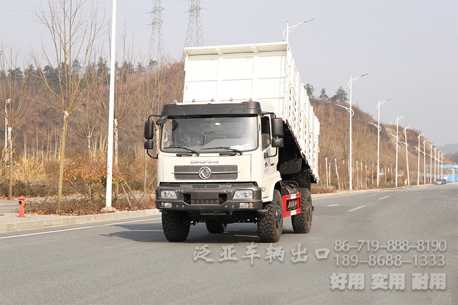 東風(fēng)13噸四驅(qū)自卸卡車(chē)_4x4貨箱加高越野卡車(chē)_兩橋礦用自卸車(chē)出口銷(xiāo)售